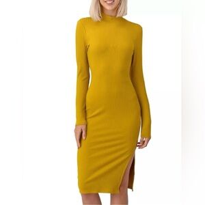 Heart & Hips Ribbed Bodycon Midi Golden Hour Goals - SZ L